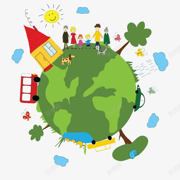 卡通手绘地球上的家园png免抠素材_新图网 https://ixintu.com 一家人 一家人手绘 亲人 地球 家人 家园 家庭 幸福 情亲 温暖 温馨 融洽 血缘 血缘关系