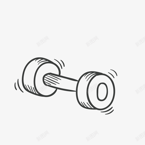 卡通简约黑白插画小清新杠铃图标png_新图网 https://ixintu.com 小清新插画 广告设计 扁平化简约黑白样式 杠铃 极简黑白图样 简笔画装饰 黑白简约插画