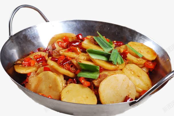 干锅土豆png免抠素材_新图网 https://ixintu.com 图片 土豆 摄影 美味 辣椒 铁锅 餐饮美食