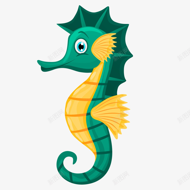 卡通海马动物png免抠素材_新图网 https://ixintu.com 卡通 水族馆 海洋动物 海马 绿色