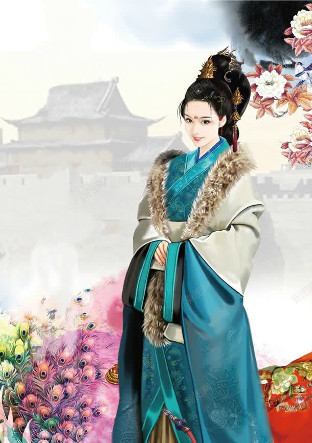 古风高雅美女手绘jpg设计背景_新图网 https://ixintu.com 古风 美女 高雅
