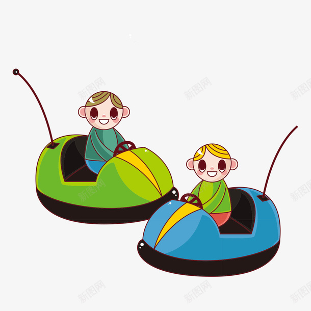 卡通游乐场碰碰车机动游戏插画矢量图ai免抠素材_新图网 https://ixintu.com 儿童玩耍 儿童节 免抠 创意 卡通器材设备 插画 机动游戏 气球 游乐场 玩具 碰碰车 矢量图