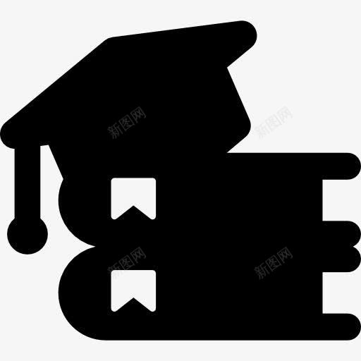 堆书和学位帽图标png_新图网 https://ixintu.com 书 大学 学士帽 教育 毕业 研究生