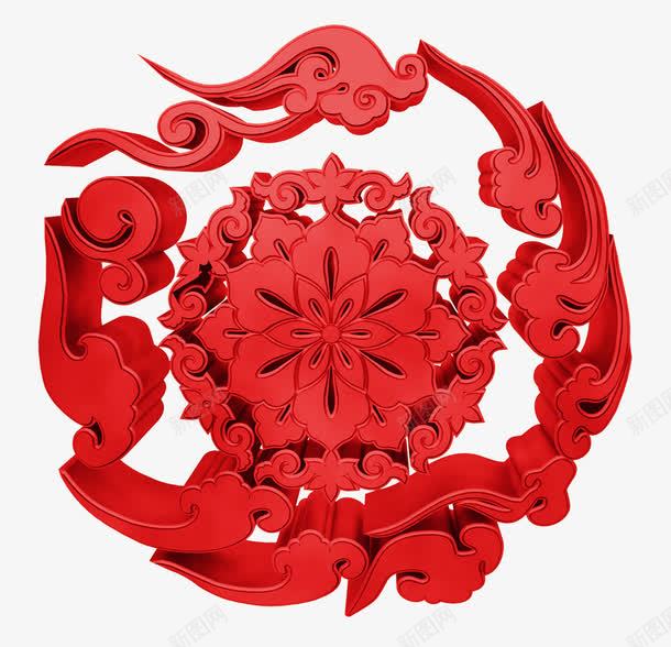 传统漆器png免抠素材_新图网 https://ixintu.com 传统工艺 漆器 祥云图案 红色