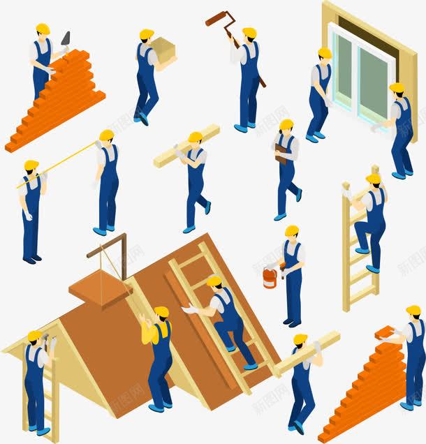 工地上施工的工人矢量图ai免抠素材_新图网 https://ixintu.com 上班族 人物 卡通工人 工人 建筑 矢量图 矢量工人