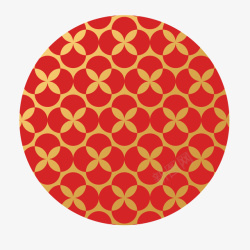 红色圆形传统富贵图案元素矢量图素材