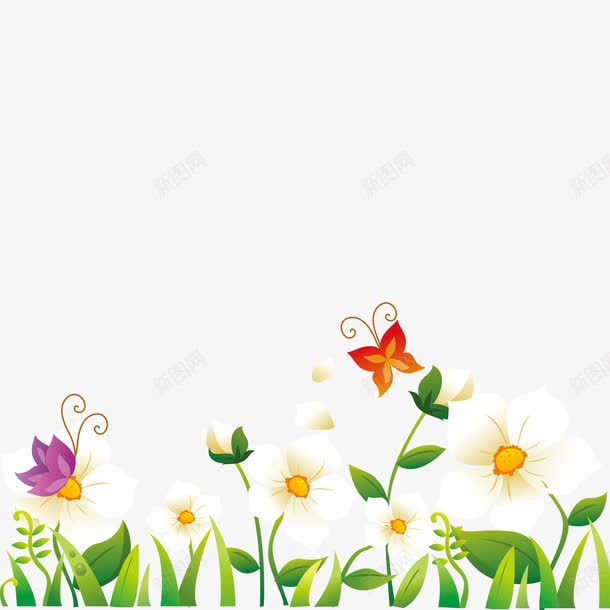 花png免抠素材_新图网 https://ixintu.com 百花 紫色 蝴蝶
