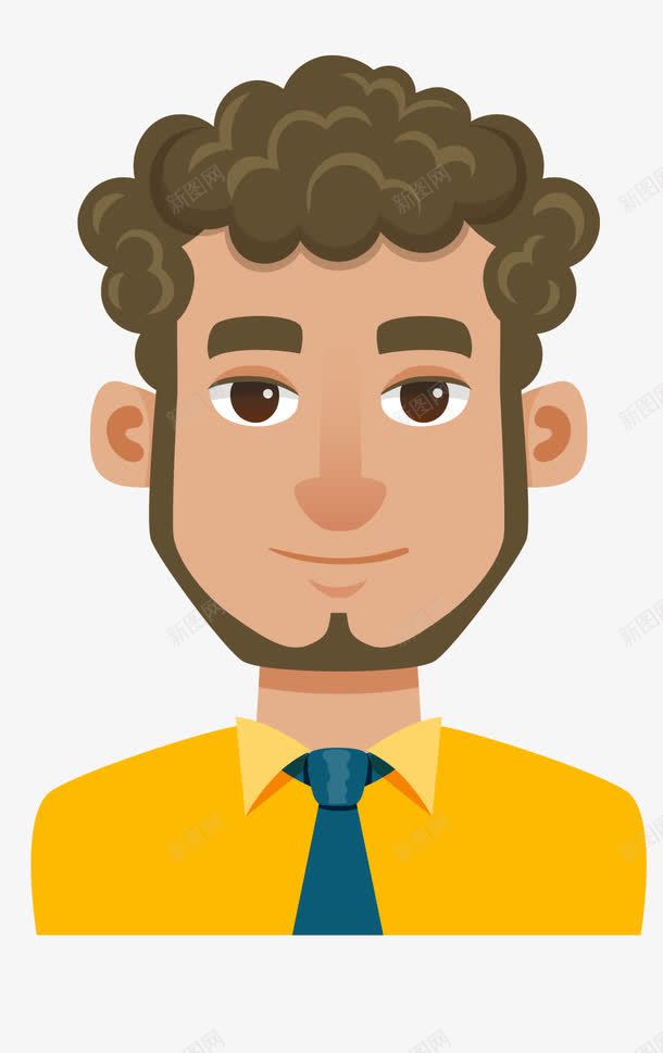 卷发卡通男人png免抠素材_新图网 https://ixintu.com 人物 办公 半身模特 卡通 卡通男人 卷发 卷发男人 扁平化 模特 男人 男模特 矢量男人 表情