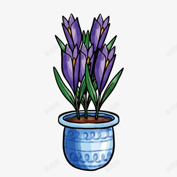 盆栽紫花png免抠素材_新图网 https://ixintu.com 春天 春天小清晰 春天植物 春天矢量 春天装饰 盆栽 紫花