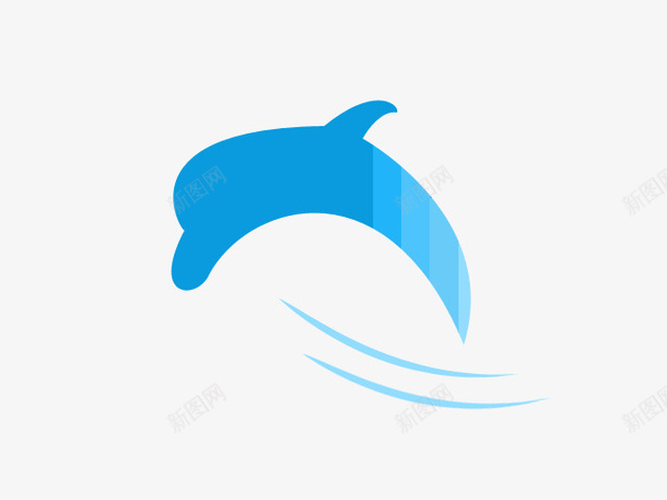 简约蓝色海豚简图图标