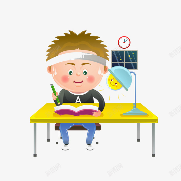 学生读书png免抠素材_新图网 https://ixintu.com 卡通人物 卡通手绘 学生读书 水彩画 肖像画 装饰图案
