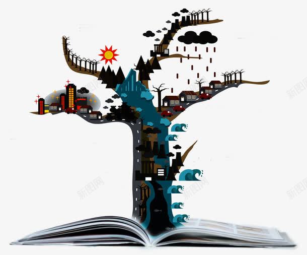 书本上的数据树png免抠素材_新图网 https://ixintu.com 书本 企业文化 免抠素材 创新 学习 数据 树 科技