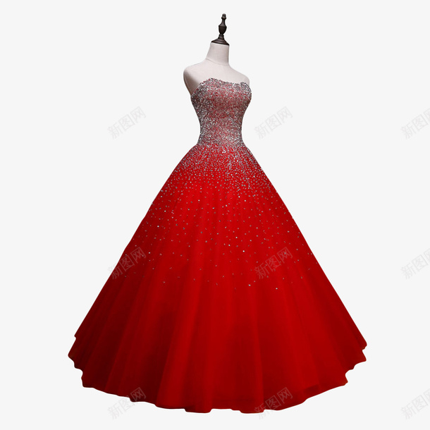白红色亮片婚纱礼服png免抠素材_新图网 https://ixintu.com 大红色 婚纱 抹胸 服装展示 渐变 白色亮片 礼服 红色亮片