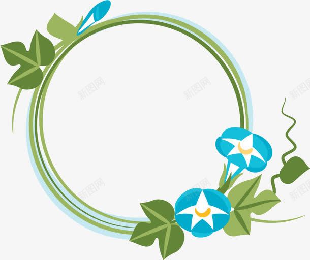 圆形牵牛花头像外框png免抠素材_新图网 https://ixintu.com 千牛花 圆形 外框 头像 头像外框 头像框 底纹 植物 照片 相片 蓝色 边框