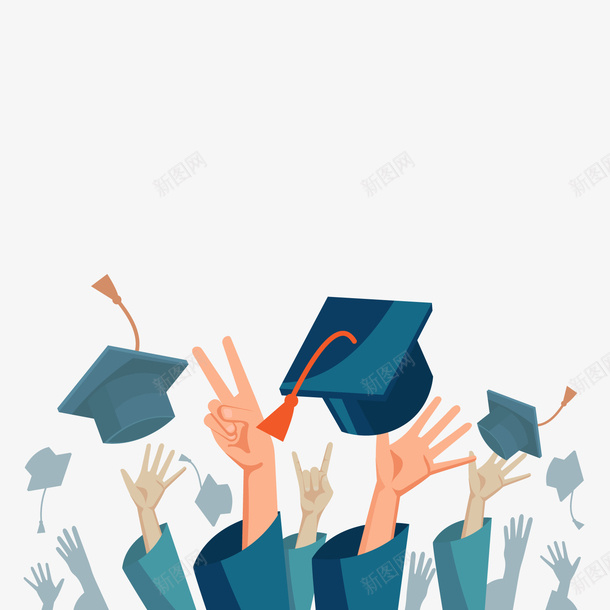 青年万岁矢量图ai免抠素材_新图网 https://ixintu.com PNG免抠图下载 卡通 大学生 帽子 恭喜毕业 毕业季 矢量图 装饰