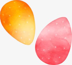 五彩彩蛋水彩手绘复活节双彩蛋兔子高清图片