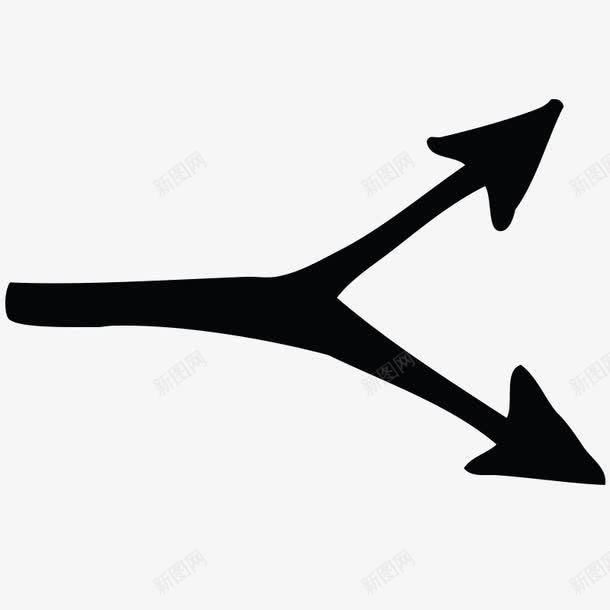 分叉箭头黑色png免抠素材_新图网 https://ixintu.com 分叉路口 卡通 彩色 手绘 方向 箭头 线条 边框