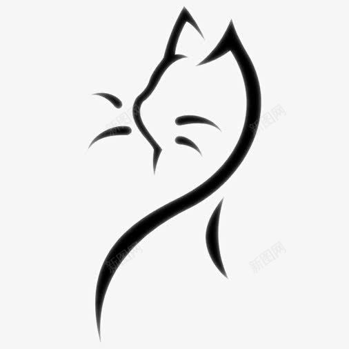猫咪纹身图案png免抠素材_新图网 https://ixintu.com 猫咪 简约猫咪 纹身