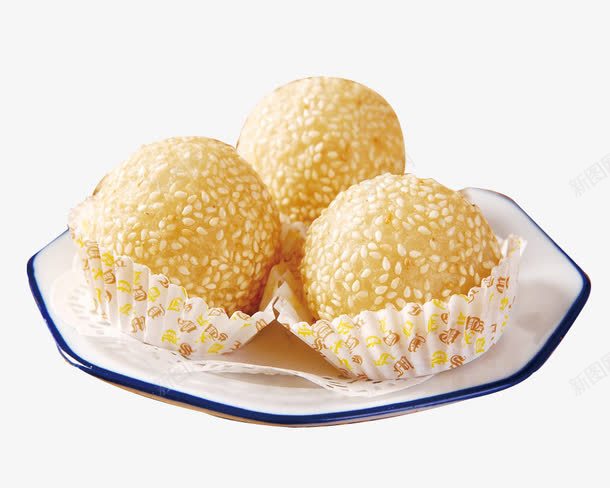产品实物麻球餐饮png免抠素材_新图网 https://ixintu.com 实物 早餐 油炸 盘子 美食 豆沙芝麻球 麻团 麻球