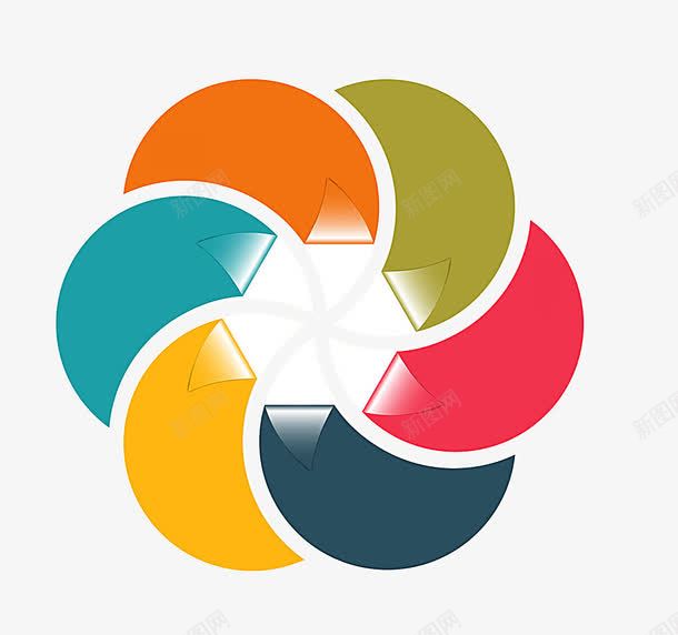 圆环月牙PPT装饰图案png免抠素材_新图网 https://ixintu.com PPT装饰图案透明PNG下载 圆环统计图 多边形免费PNG下载 工作总结素材 年终总结素材 彩色 旋转 环形
