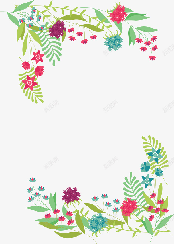 彩色花藤婚礼请帖矢量图ai免抠素材_新图网 https://ixintu.com 婚礼 婚礼请帖 小清新 彩色花藤 矢量png 邀请函 矢量图