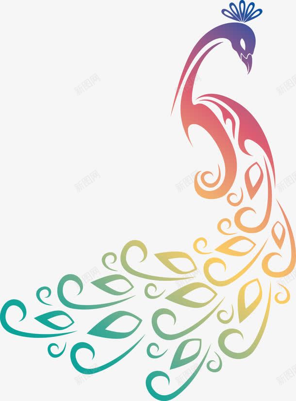 花纹孔雀矢量图eps免抠素材_新图网 https://ixintu.com 卡通孔雀 孔雀 矢量孔雀 花纹孔雀 矢量图