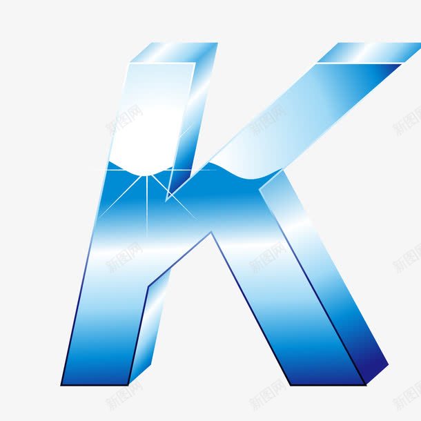 立体冰蓝效果字母Kpng免抠素材_新图网 https://ixintu.com 冰蓝字体 字母K 英文字母