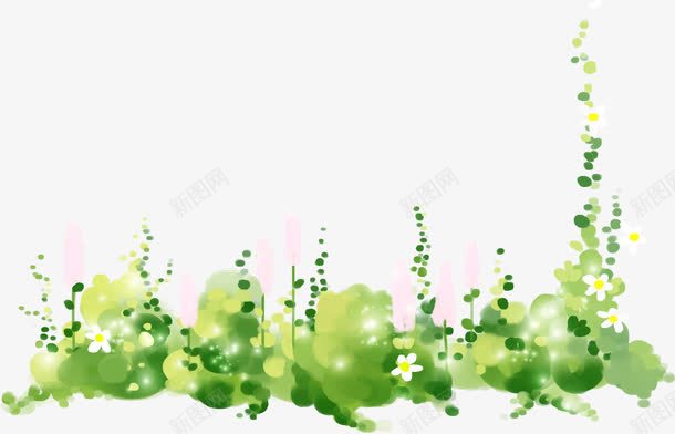 手绘水彩绿色的植物涂鸦png免抠素材_新图网 https://ixintu.com 植物 水彩 涂鸦 涂鸦主题 绿色