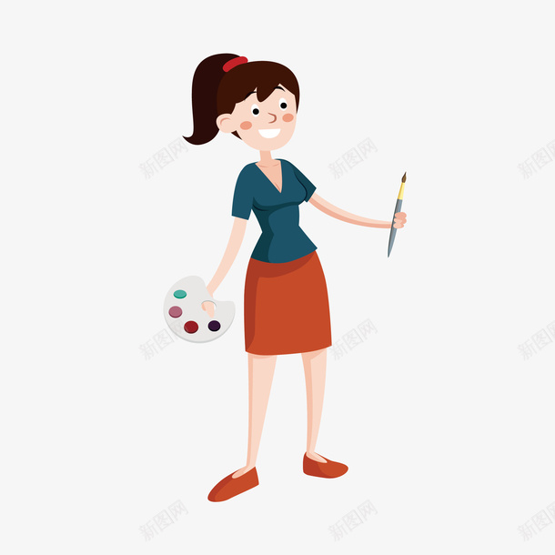 手绘美术画画老师png免抠素材_新图网 https://ixintu.com png免抠图 卡通 头像 女士 手绘 画笔 美术 老师 色彩 颜色