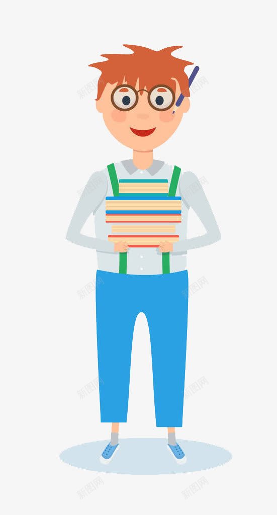 抱着书的戴眼镜的男孩png免抠素材_新图网 https://ixintu.com 上学 书本 人物 儿童 卡通人物 卡通男孩 学习 学生 抱着书 抱着书的人 男孩