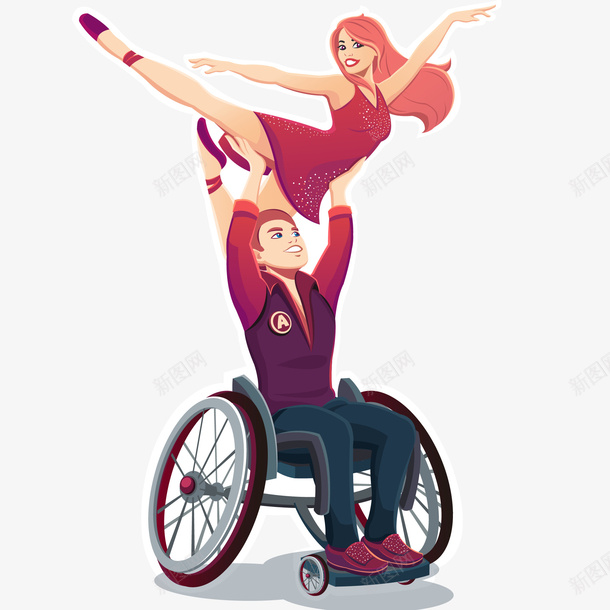 残疾人芭蕾舞表演插画矢量图ai免抠素材_新图网 https://ixintu.com 乐趣 残疾人芭蕾舞表演插画 能力缺陷者 艺术文化和娱乐 芭蕾舞 表演艺术活动 轮椅 矢量图