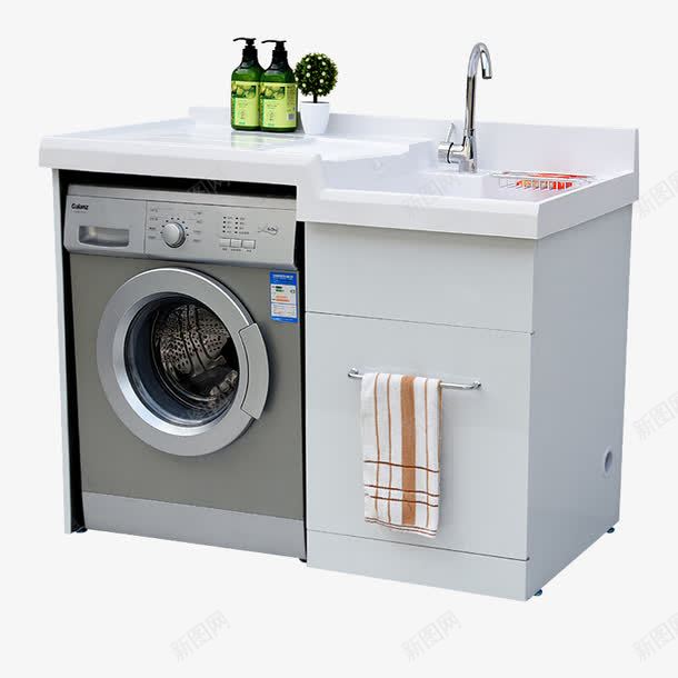 一体式洗衣柜家具png免抠素材_新图网 https://ixintu.com 卫浴洗衣柜 太空铝洗衣柜 洗手盆 洗衣柜 滚筒式洗衣机 阳台洗衣柜
