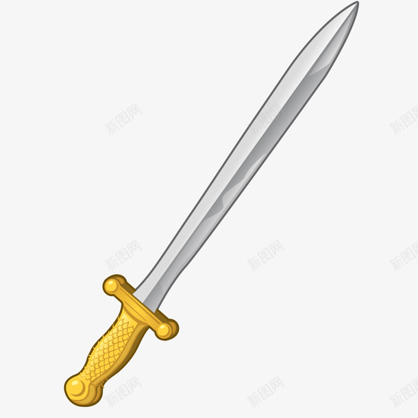 手绘宝剑png免抠素材_新图网 https://ixintu.com 兵器 卡通宝剑 手绘宝剑 游戏 玩具 金色手柄宝剑