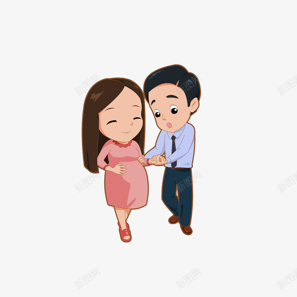 卡通陪怀孕老婆散步的男子png免抠素材_新图网 https://ixintu.com 世界步行日 孕妇散步 怀孕老婆 散步的夫妻 贴心丈夫