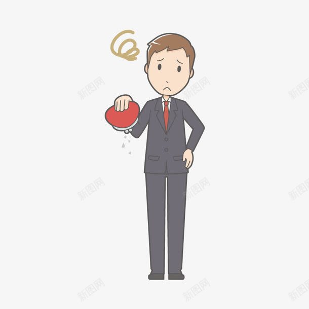 郁闷难过的男人手绘图png免抠素材_新图网 https://ixintu.com 心情不好 没钱 男人 表情 衬衫 西装 郁闷 领带