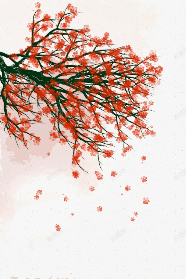 古风梅花透明背景png免抠素材_新图网 https://ixintu.com 梅花 素材 绘画 透明背景