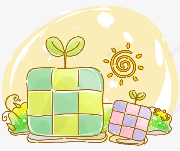 可爱小清新装饰海报装饰绿色植物png免抠素材_新图网 https://ixintu.com PPT模板设计 卡通装饰 封面设计 小清新插画 广告设计 文艺风装饰图案 植物 海报设计
