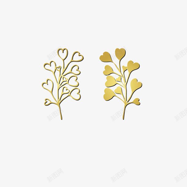 心形装饰心形叶子心形装饰树枝矢量图ai免抠素材_新图网 https://ixintu.com 金色婚礼花纹矢量素材丝带爱心花卉浪漫欧式装饰边框 矢量图