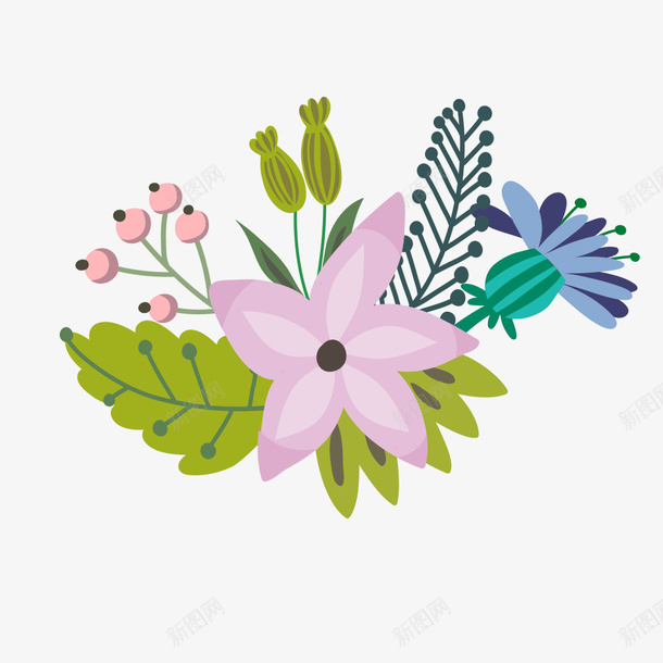 清新手绘紫色花卉png免抠素材_新图网 https://ixintu.com 文字框 浪漫鲜花 清新手绘紫色花卉 粉色小花 粉色线框 花卉边框 花纹 花草 装饰画 边框纹理