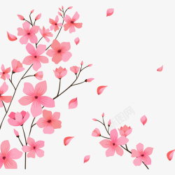春天粉色桃花手绘矢量图素材