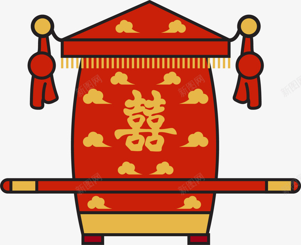中国风红色双喜轿子png免抠素材_新图网 https://ixintu.com 中国风轿子 双喜 婚姻 婚礼 浪漫 爱情 结婚