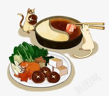 卡通火锅png免抠素材_新图网 https://ixintu.com 卡通 火锅 猫咪 美食 老鼠 老鼠生日 重庆火锅 食物 鸳鸯锅