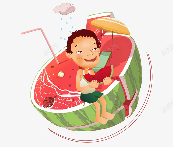 暑假夏天卡通儿童手绘psd免抠素材_新图网 https://ixintu.com 夏天卡通儿童 夏日 小清新 挂历 挂画 文化节日 暑假 暑期文艺 烈日 节气 节气海报