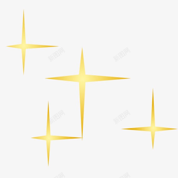 渐变十字png免抠素材_新图网 https://ixintu.com 亮色 光束 十字形 四角星 金色星空 黄色