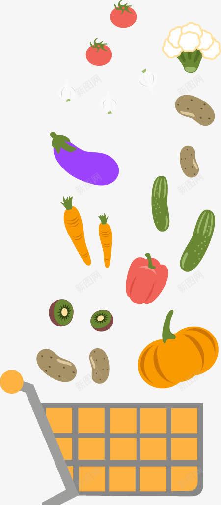 商场蔬菜购物篮矢量图ai免抠素材_新图网 https://ixintu.com 健康食品 卡通 商场 扁平 简约 蔬菜 购物篮 超市 食物 矢量图