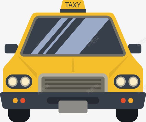 黄色出租车png免抠素材_新图网 https://ixintu.com 出租车 小汽车 打车 矢量png 黄色汽车