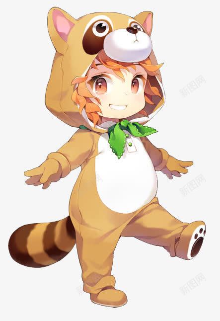 小浣熊卡通服饰可爱少女png免抠素材_新图网 https://ixintu.com 卡通 可爱 小浣熊 少女 服饰
