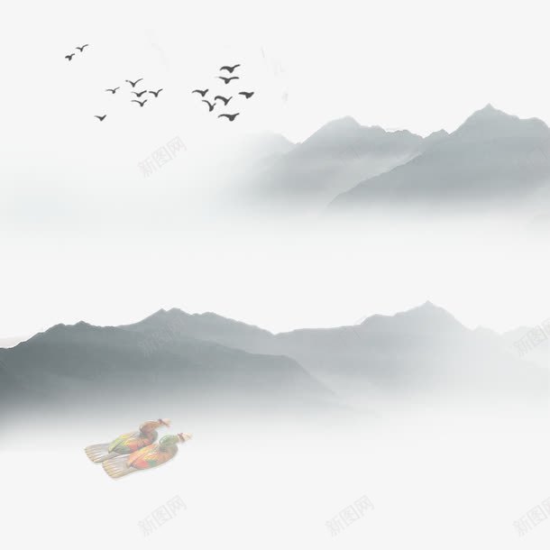 中国风画png免抠素材_新图网 https://ixintu.com 中国风画框 国风 复古 水墨 画框 简约 线条