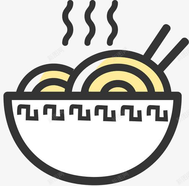 黑色手绘面条元素图标png_新图网 https://ixintu.com 卡通图标 手绘 热气 筷子 纹理 线稿 美食 面条 食物 黑色
