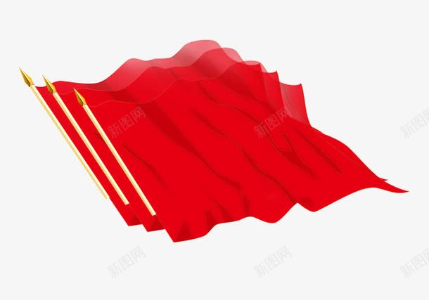 红色旗帜飘扬png免抠素材_新图网 https://ixintu.com 共青团中央 共青团员 共青团旗 旗帜 红色 飘扬